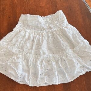 Chic White Eyelet Mini Skirt